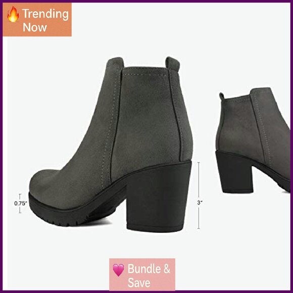 Women's Chunky Heel Ankle Boots Platform Suede Pointed Toe Size 7 - Picture 7 of 8